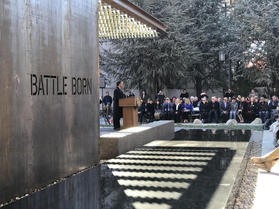 Gov. Brian Sandoval speaks at the memorial