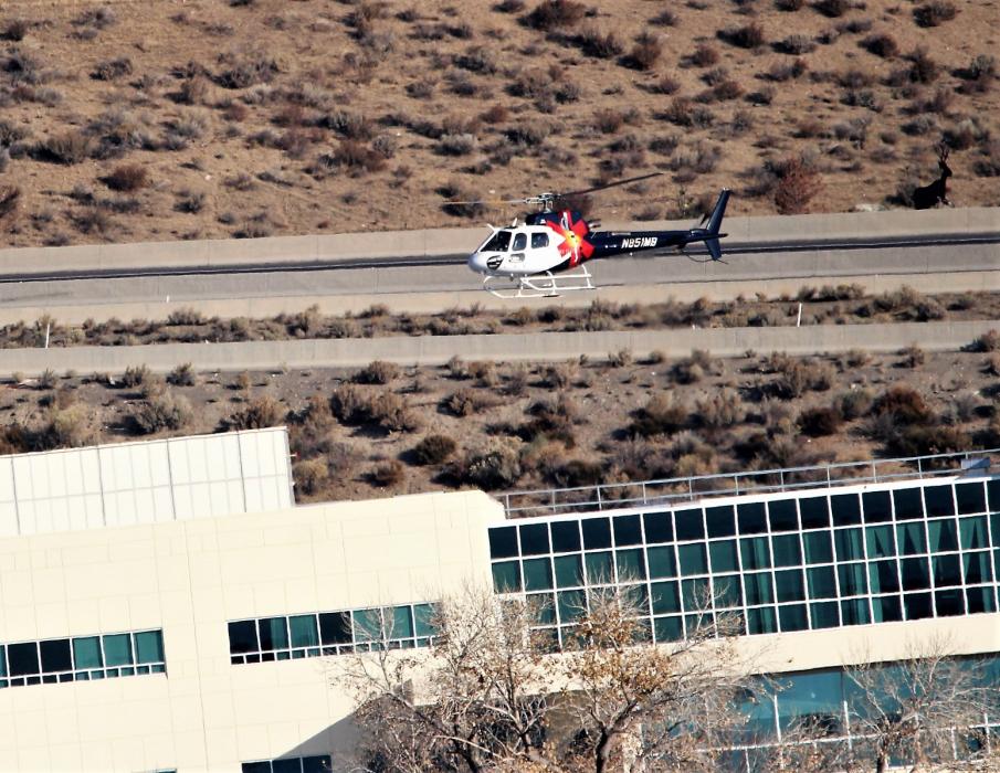 Care Flight lands atop Carson Tahoe Regional Medical Center Saturday morning.