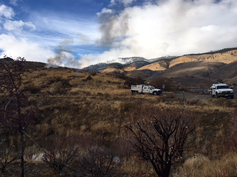Pile burning continued this morning in the Kings Canyon area near C Hill. Photo by Kirk Caraway