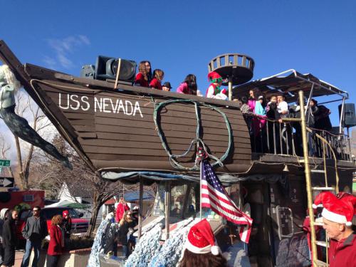 The Santa Parade in previous years has brought out the USS Nevada, a Burning Man art car.