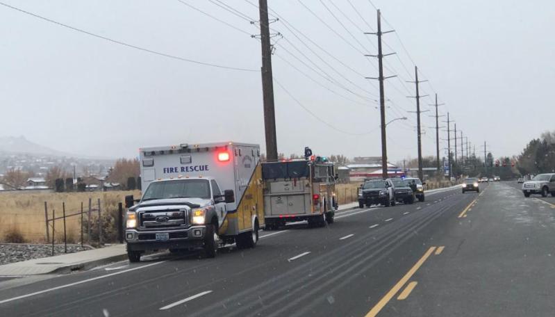 Emergency crews responded to a report of a person suffering from a gunshot wound in a field near CHS. Photo by Kelsey Penrose