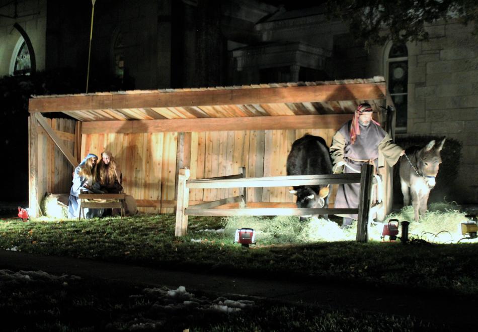 The manger where baby Jesus is born.
