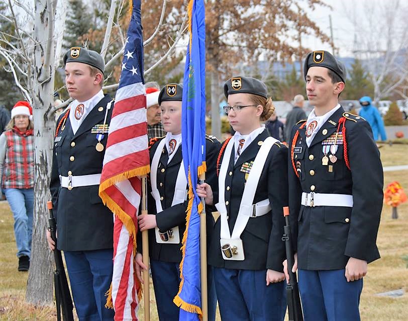 The Douglas High Junior ROTC Color Guard at Saturday's ceremony.