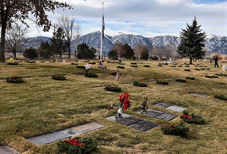 Christmas wreaths laid graveside at Eastside Memorial Park.