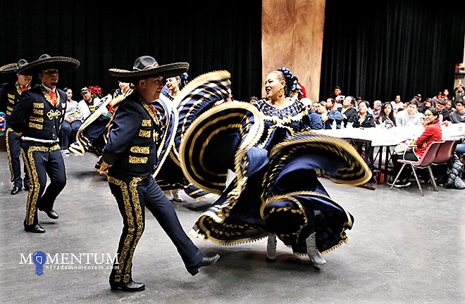 Photos by Cathleen Allison/Nevada Momentum. Ballet Folklorico Internacional dancers perform at WNC's La Posada Celebration.
