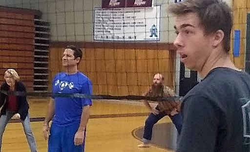 Teachers and students at a recent volleyball game.