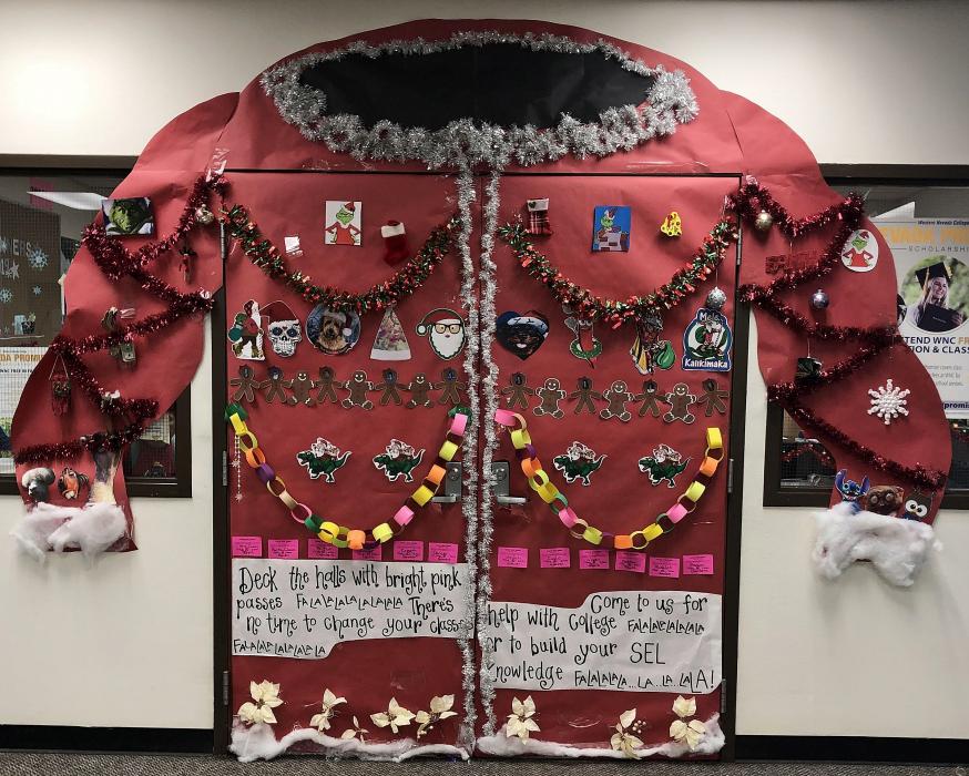 CHS Guidance Office decorated door receives 1st place in the Holiday Door Decorating Contest.