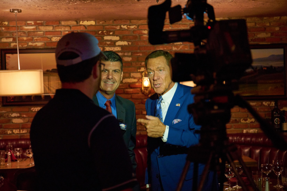Carson Nugget owner Dean DiLullo, who wrote the script, and comedian Joe Piscopo.