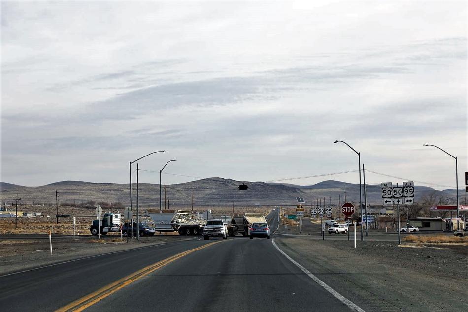 Junction of U.S. Highway 95 Alternate and U.S. Highway 50 in Silver Springs.