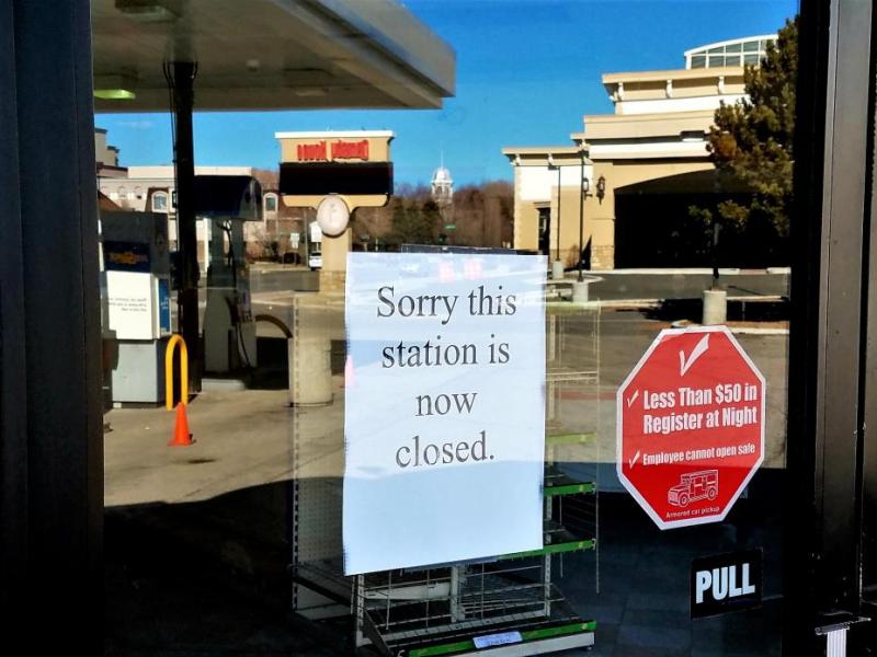 Photos by Brett Fisher. The Arco and AM/PM station at 720 S. Carson Street is now closed, according to property signage.