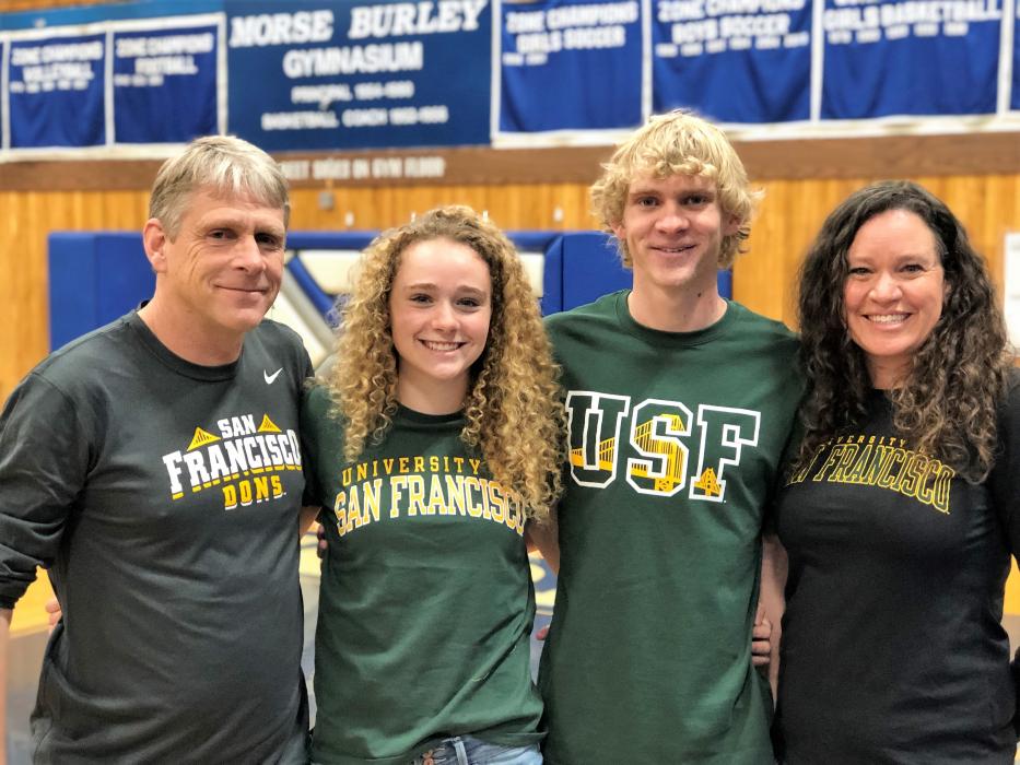 Abby Pradere (second from left), father Steve Pradere (left), older brother Connor Pradere and mother Nancy Pradere.