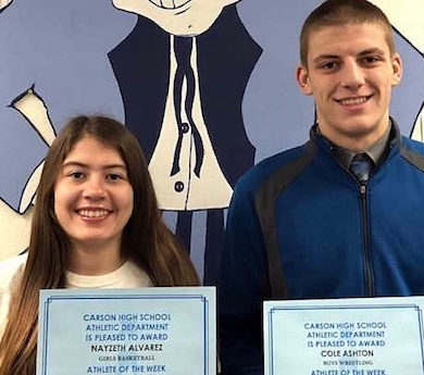 CHS Athletic Department's Athletes of the week are Nayzeth Alvarez and Cole Ashton