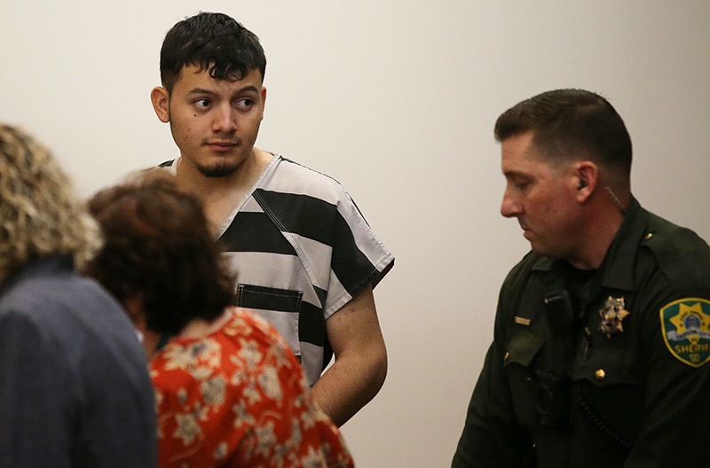 Murder suspect Wilber Ernesto Martinez-Guzman  at a court appearance in Carson City. Photo by Cathleen Allison