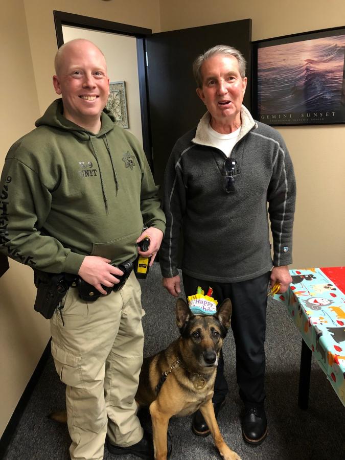 Mayor Bob Crowell, Tarzan and Handler Darin Riggin