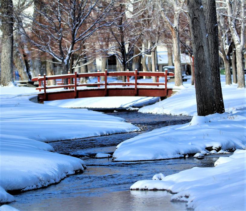 Photo by Brett Fisher. Mills Park after a heavy snowfall.