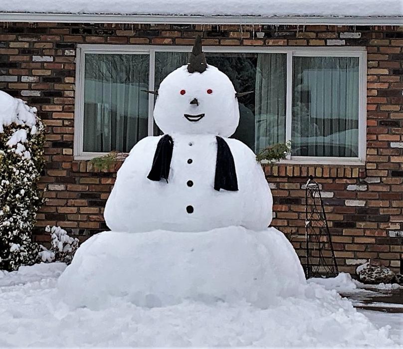 Photo by Kelsey Penrose. A large snowman in front of a Carson City residence Tuesday following the big snowstorm.
