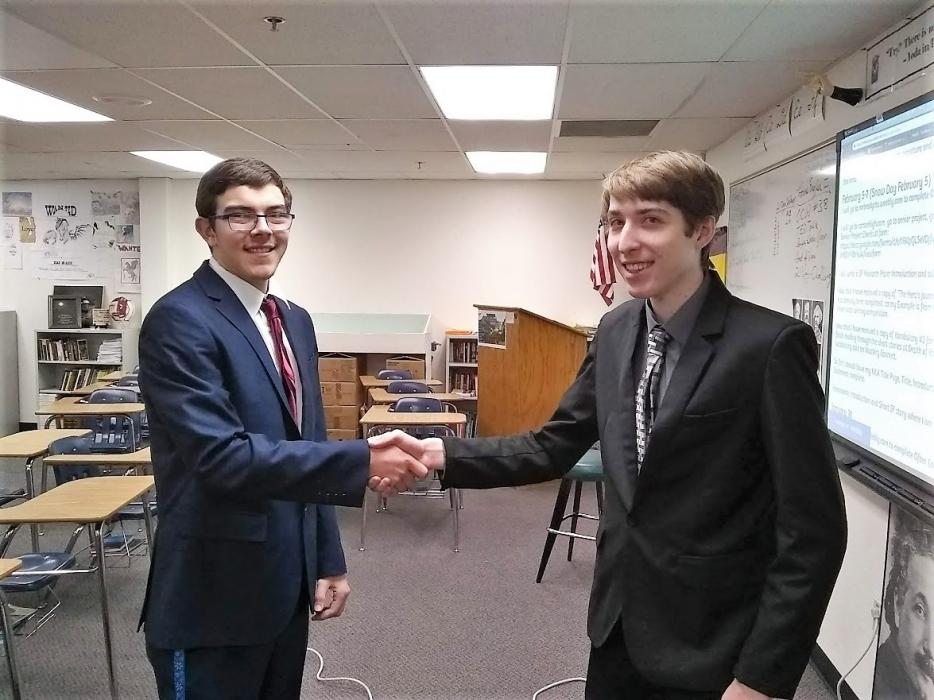 CHS Dress for Success competitors senior Nik Hylan and Sky Olshefsky.