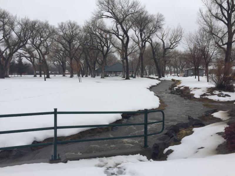 The stream at Mills Park was flowing swiftly Wednesday afternoon.
