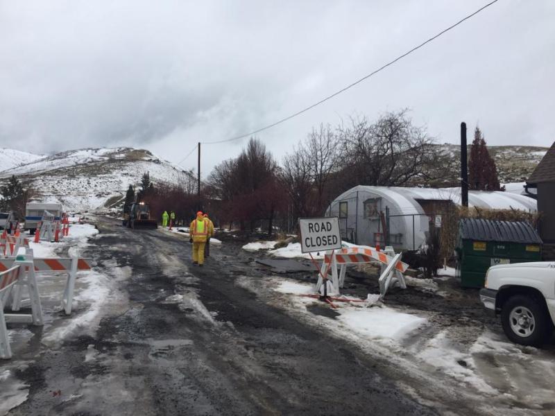 Carson City Public Works clear drainages at Curry and Rhodes streets on Thursday morning. Photo by Jeff Munson