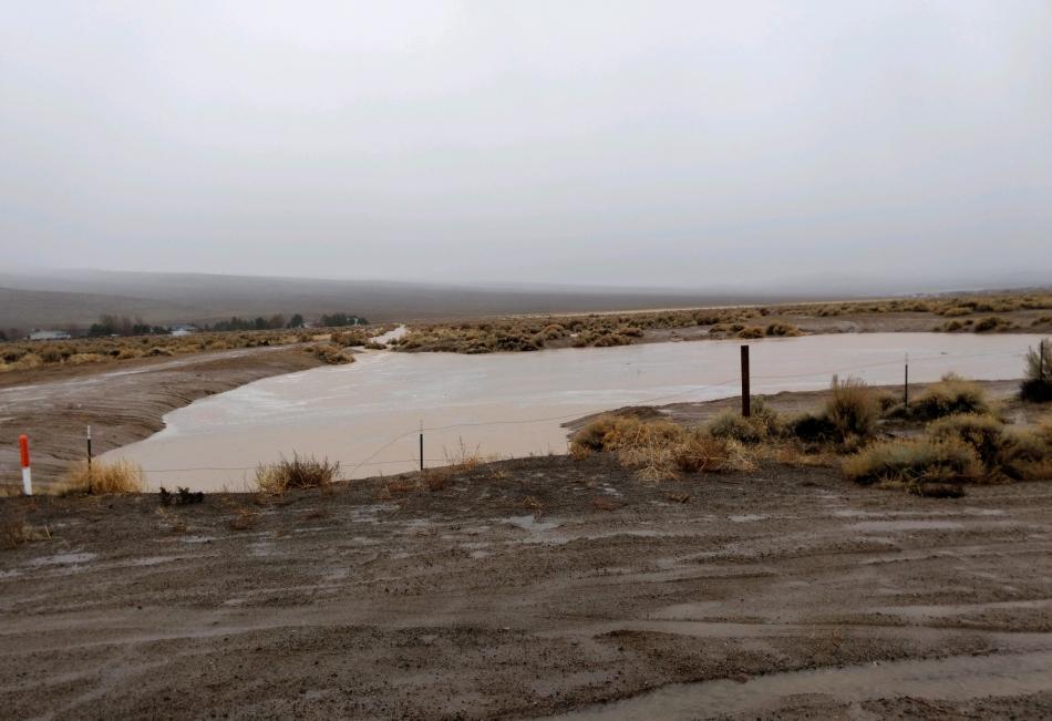 The retention basin at the area of Dayton Valley Road and Sutro is filling and may overflow. Lyon County photos