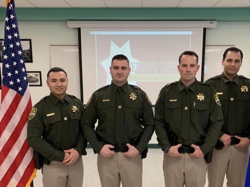 L to R: The new Carson City deputies are Jose Nunez, Jared Blue, Robert Routon, and Cesar Pacheco.