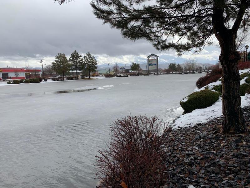 The retention pond at North Carson Street earlier this month. Photo by Kelsey Penrose