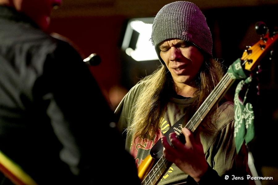 Austin Hawkins, bass player with the band False Rhythms, is sharing it during a