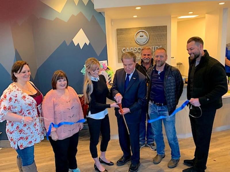 Photos by Jenny Treece. Dr. Chelsie Todd (with scissors) cuts the ribbon Friday with Carson City Mayor Bob Crowell.
