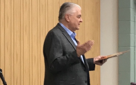 Nevada Governor Steve Sisolak gives a reading at Fremont Elementary in Carson City.