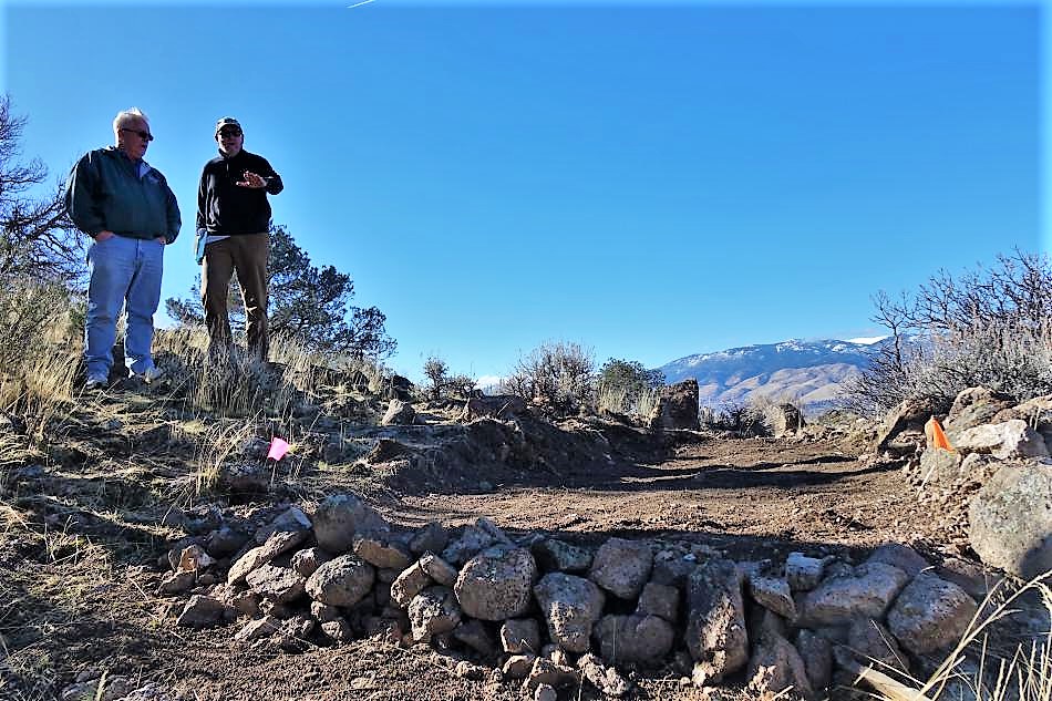 Photo by Jim Gustafson. Organizers stand above a tee box for the new disc golf course in Carson City.