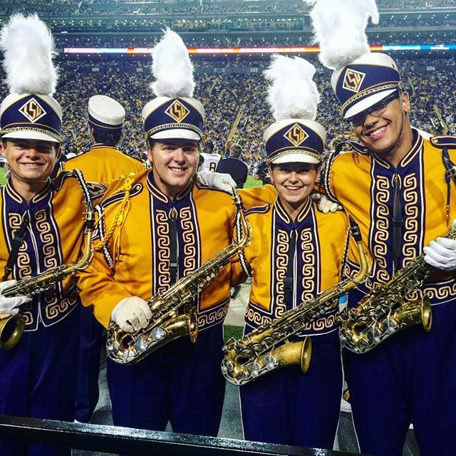 Chase Johnson, far right, was a 4-year member of the renowned LSU marching band.