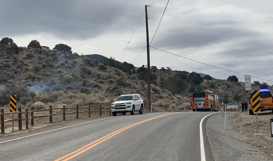 Carson City firefighters quickly extinguished a small spot fire. Photo by Kelsey Penrose