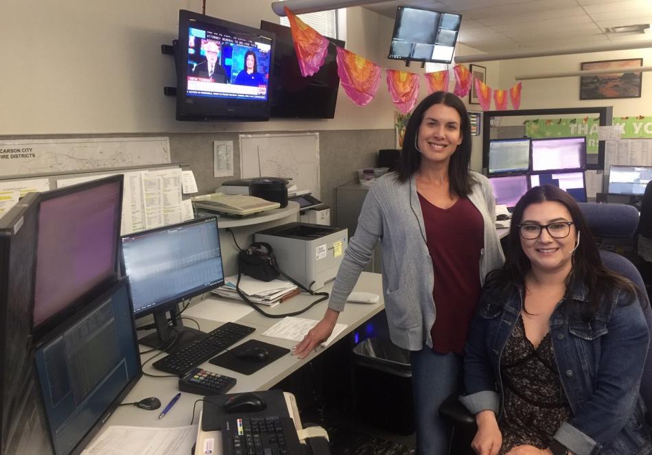 Carson City Dispatchers Kim Tripp and Maricella Ceballos.