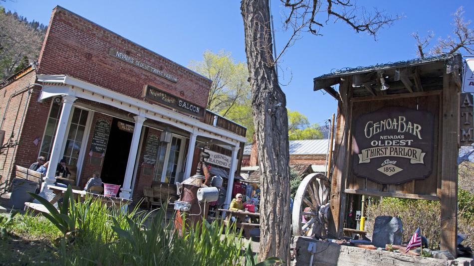 The old Genoa Bar, about 50 miles south of Reno in the Carson Valley, is a fun place to stop on the Reno-Tahoe Loop road trip.