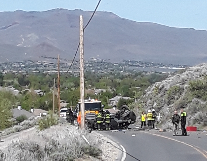 Emergency crews had to extricate the driver who was trapped inside the vehicle. Photo courtesy of Lee Brunell.