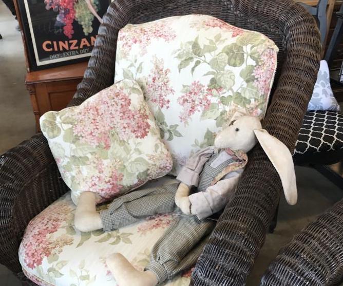 Rattan chair and cushions
