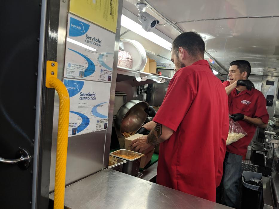 Bus Boy Mobile cooked fresh food all afternoon.