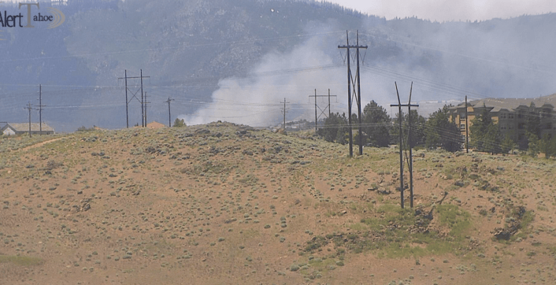 The fire is burning in northwest Reno as shown in this Alert Tahoe fire cam photo.