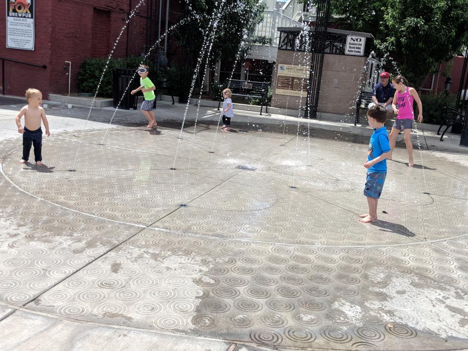 Kids of all ages cooled down at the McFadden Plaza.