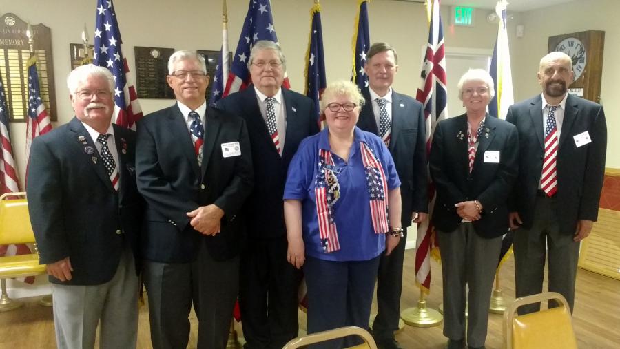 Carson Elks#2177 officers(L-R): Jim Masterson, Mike Dugan, Alan Bergstrom, Donna Peacocke, Bruce Jurgensen, Marian/Frank Furnari