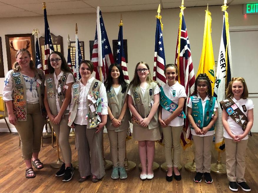 Girl Scouts: Gilly Mandel, Emma Spears, Neva Mellow, Eva Lindbloom, Emily Houle, Vivi Mellow, Alivia Lindbloom and Renee Mellow