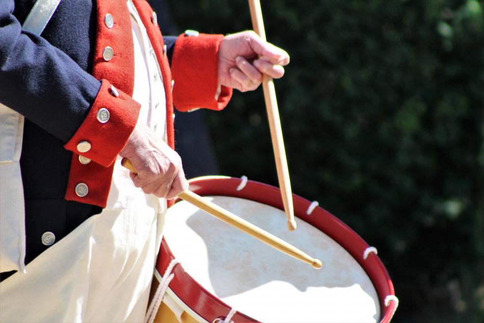 Drums were beat to the melody of the fife during Yankee Doodle.