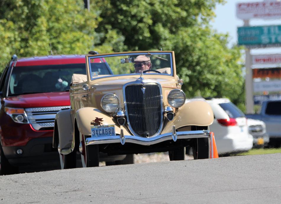 An antique automobile at the Nevada State Railroad Museum.