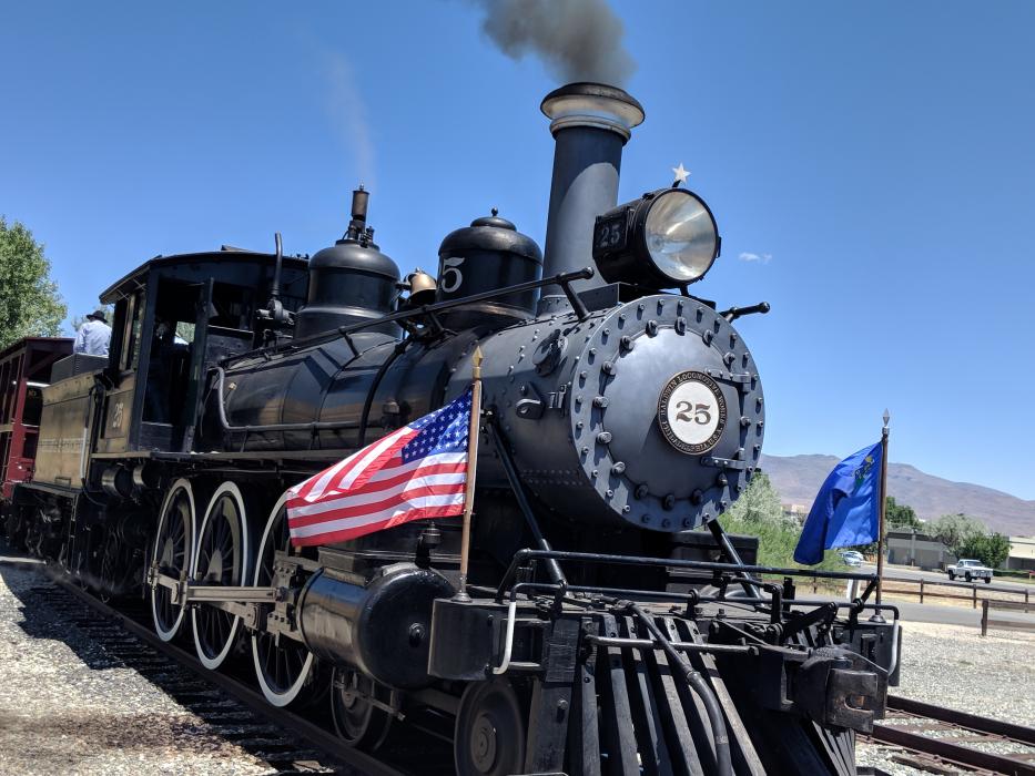 The Virginia and Truckee steam locomotive No. 25 made an appearance.