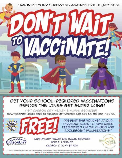 Vaccine Voucher to be redeemed at CCHHS for back to school vaccines