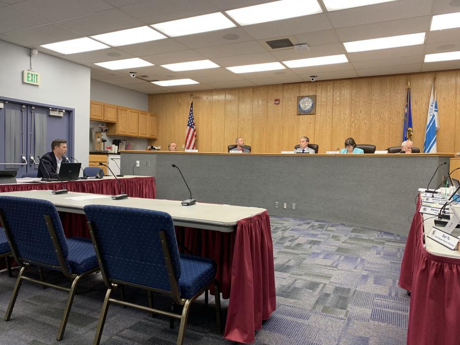 Dan Stucky (left) during his presentation to the Board of Supervisors.