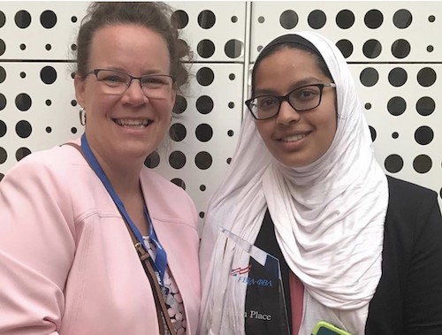 CHS FBLA adviser Angila Golik with CHS student and 10th place national winner Heba Syeddah.