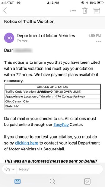 Scam Email screenshot