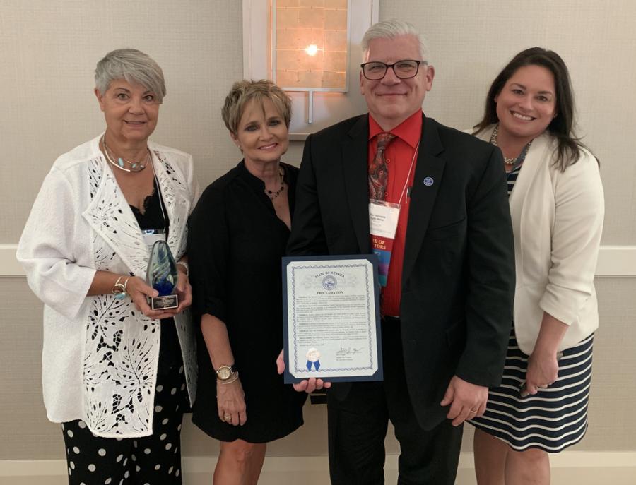 Katherine R. Malzahn-Bass, Justice Nancy Saitta (Ret.), Judge Egan Walker, and NCJFCJ CEO Joey Orduna Hastings
