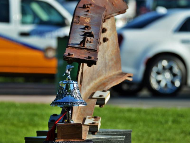 File photo by Brett Fisher. A side view of the beam at the Sept. 11 Memorial at Mills Park.